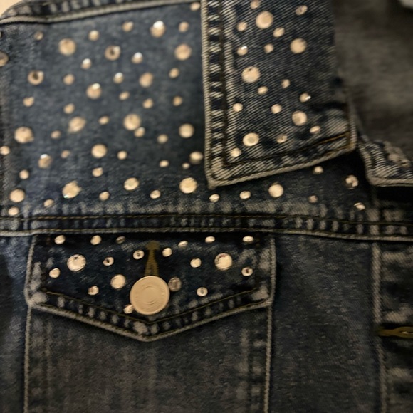Studded Rhinestone Look Jean Jacket - Picture 7 of 7